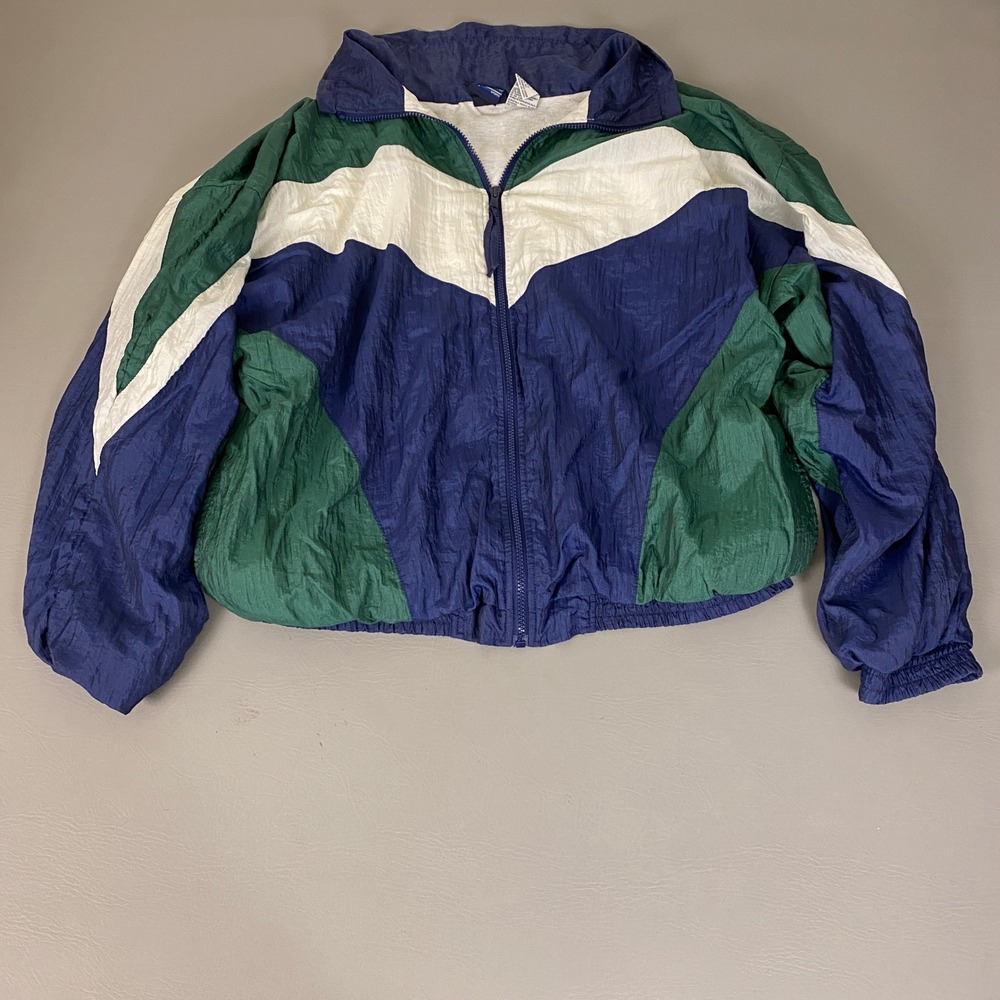 Vintage Windbreaker Jacket Turnpoint Sports 90s 2XL Colorblock Navy Green White